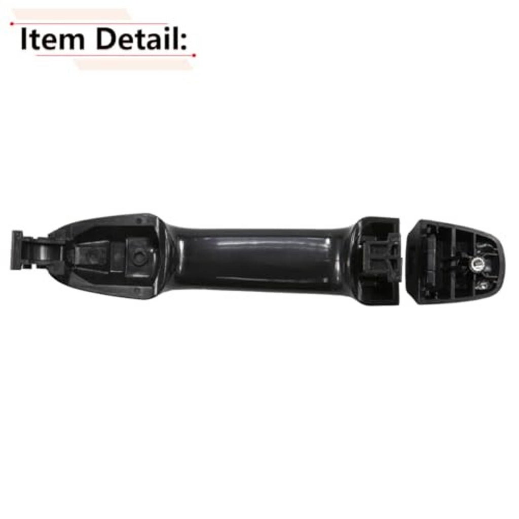 Black exterior door handle with exposed inner mounting parts and wiring hole