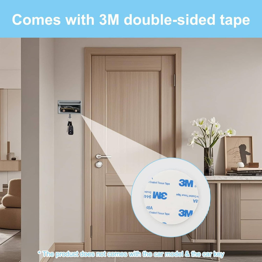 Key holder mounting with 3M double-sided tape on a wall