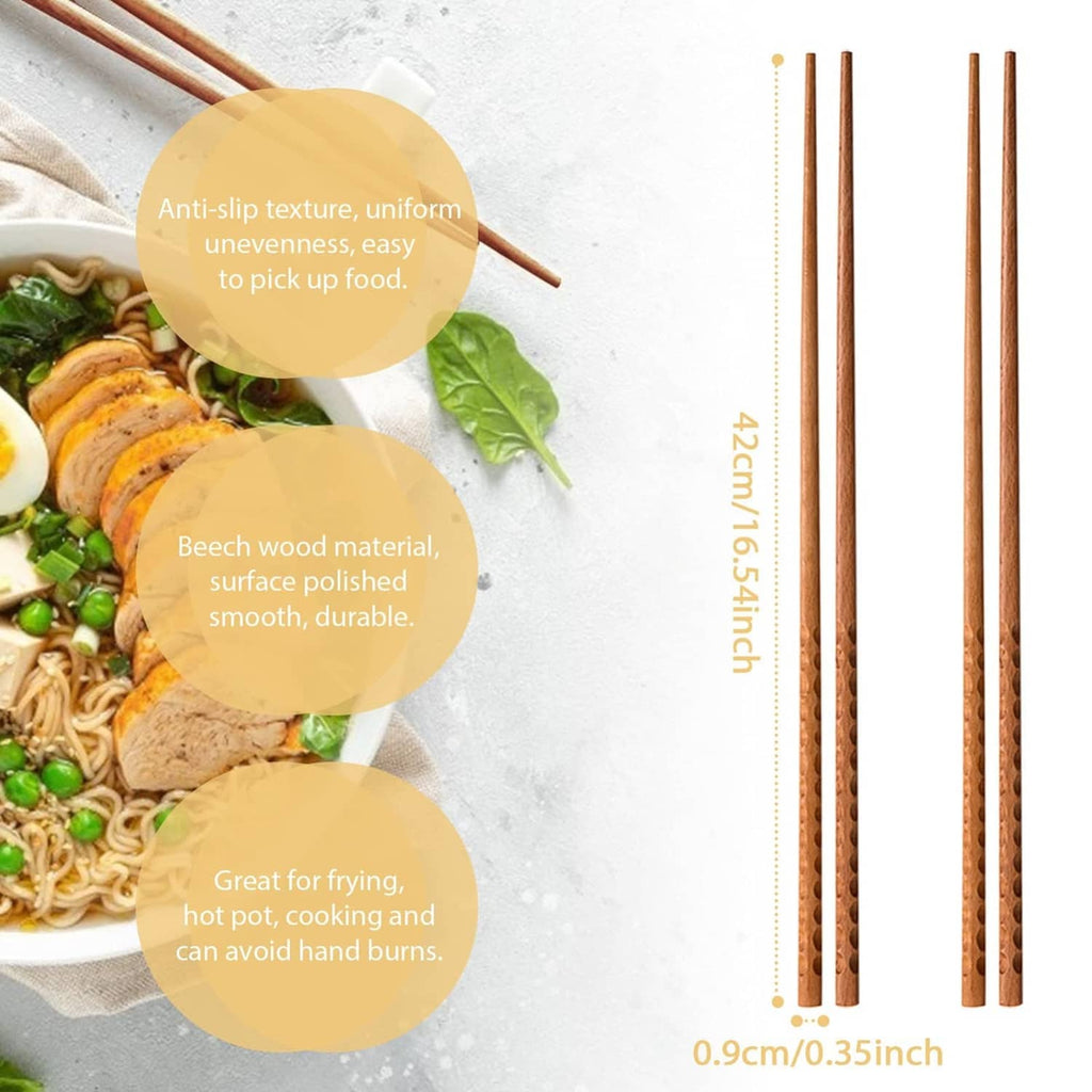 Beech wood chopsticks with ridged anti-slip texture and smooth, tapered tips