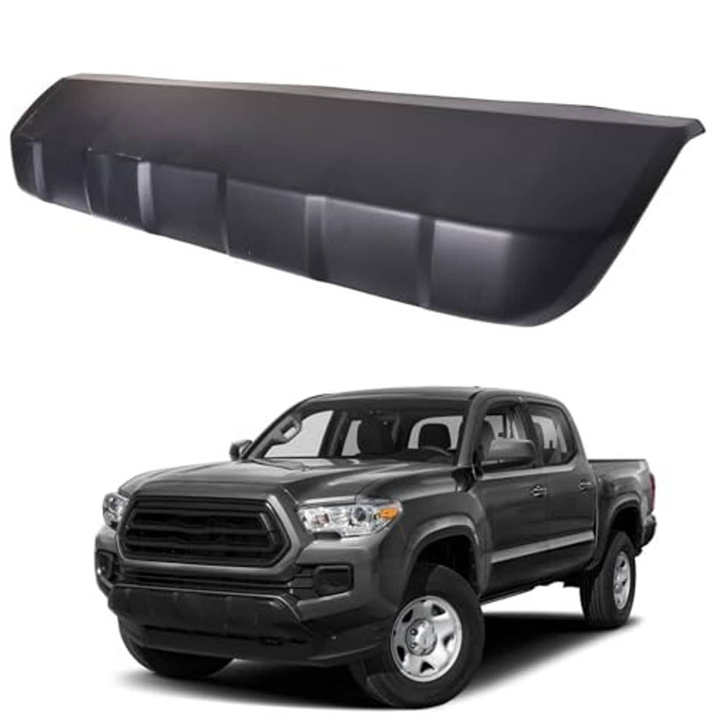 Black front bumper lower skid plate panel, angled profile with raised rib details