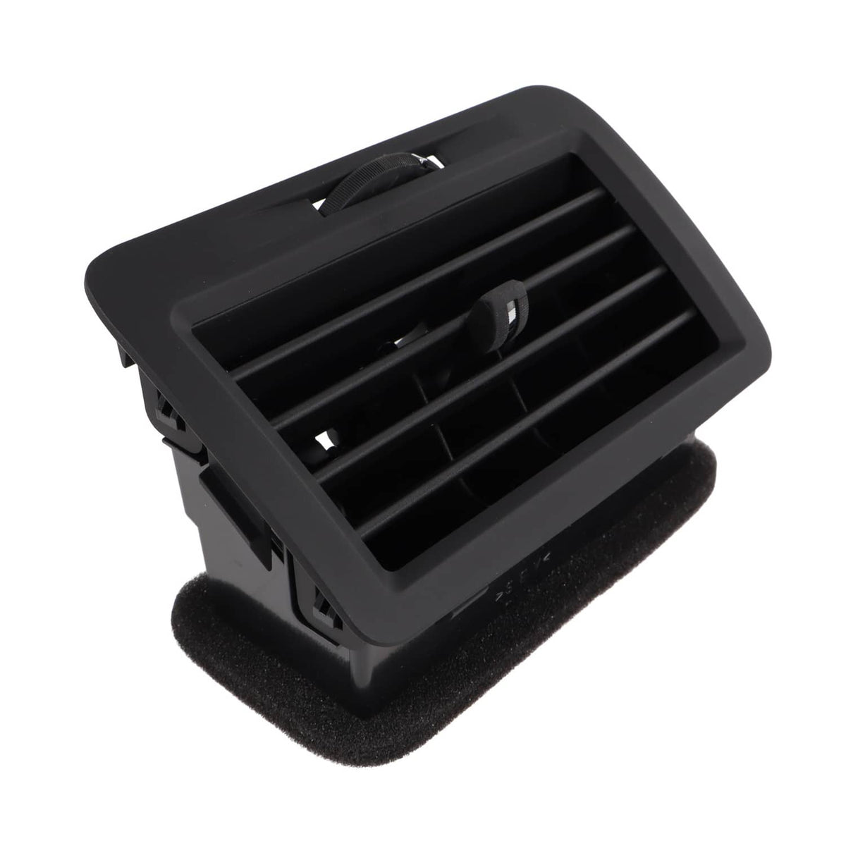 Dashboard A/C air vent grille with adjustable center knob, dark gray/black.