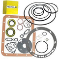 Transmission oil pan gasket kit with brown paper gasket, seals, and black O-ring set