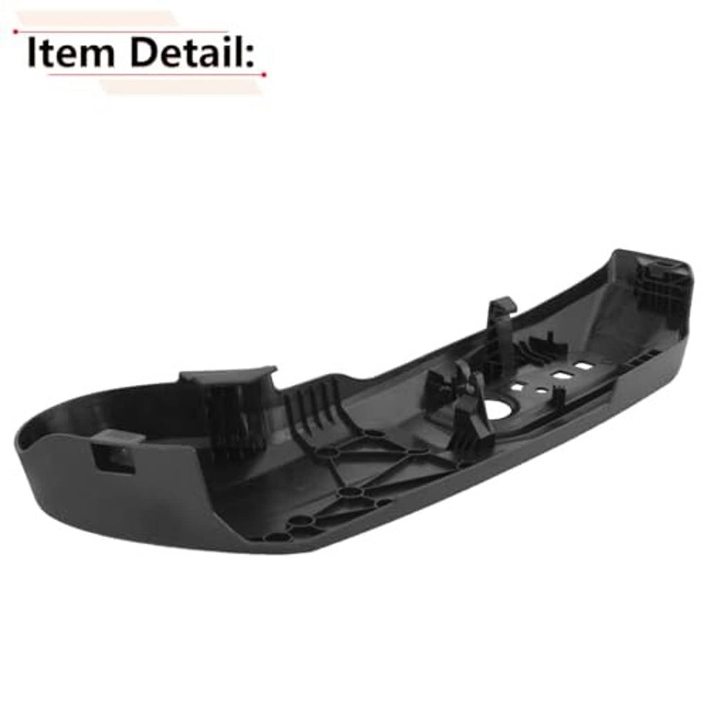 Driver side seat panel trim cover underside, dark molded plastic with mounting tabs