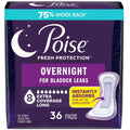 Poise overnight incontinence pad pack, 36 count, white pads