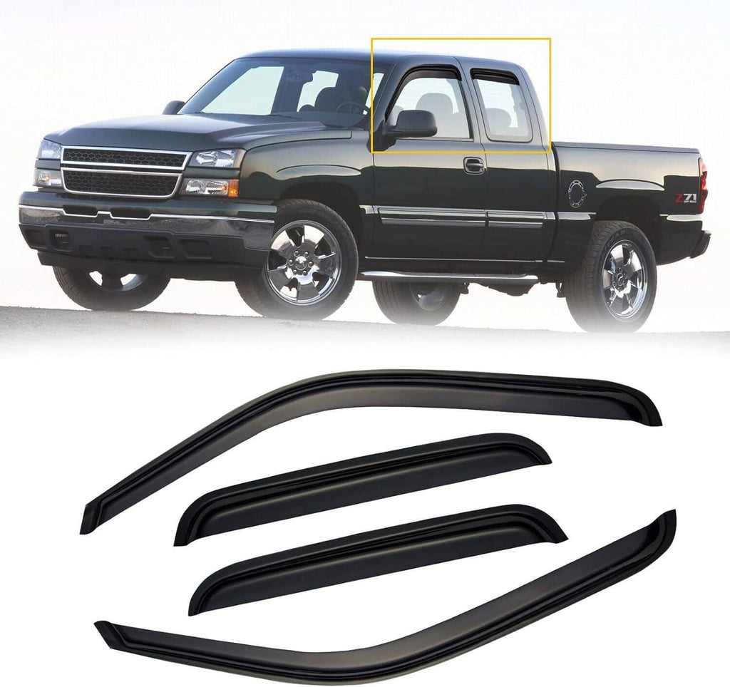 Black window visor set with three curved pieces
