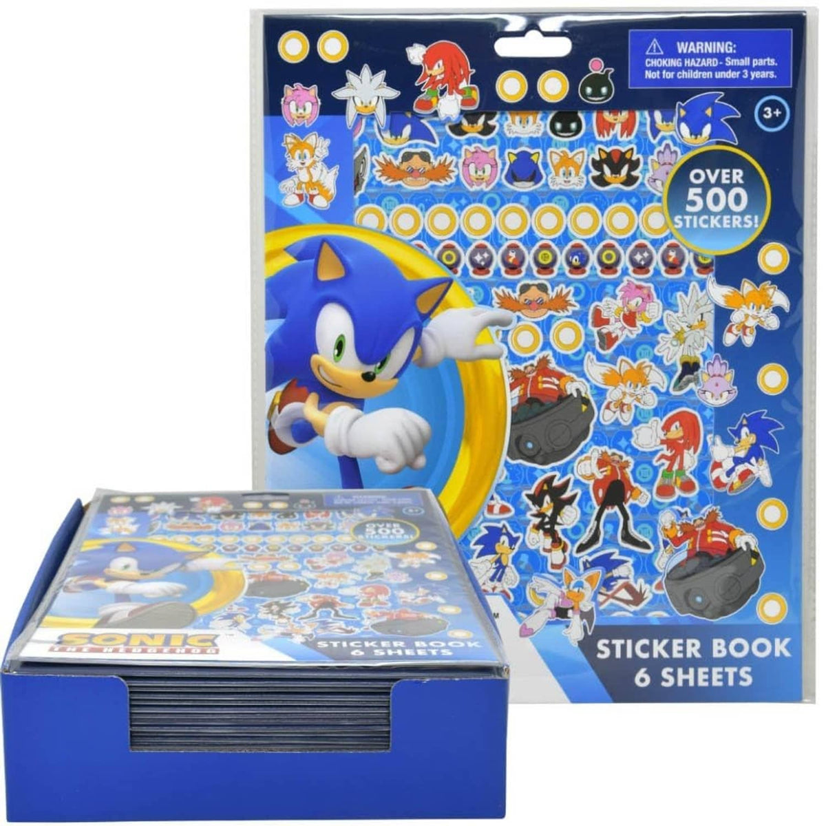 Multicolor Sonic sticker book with 6 sticker sheets and action character designs
