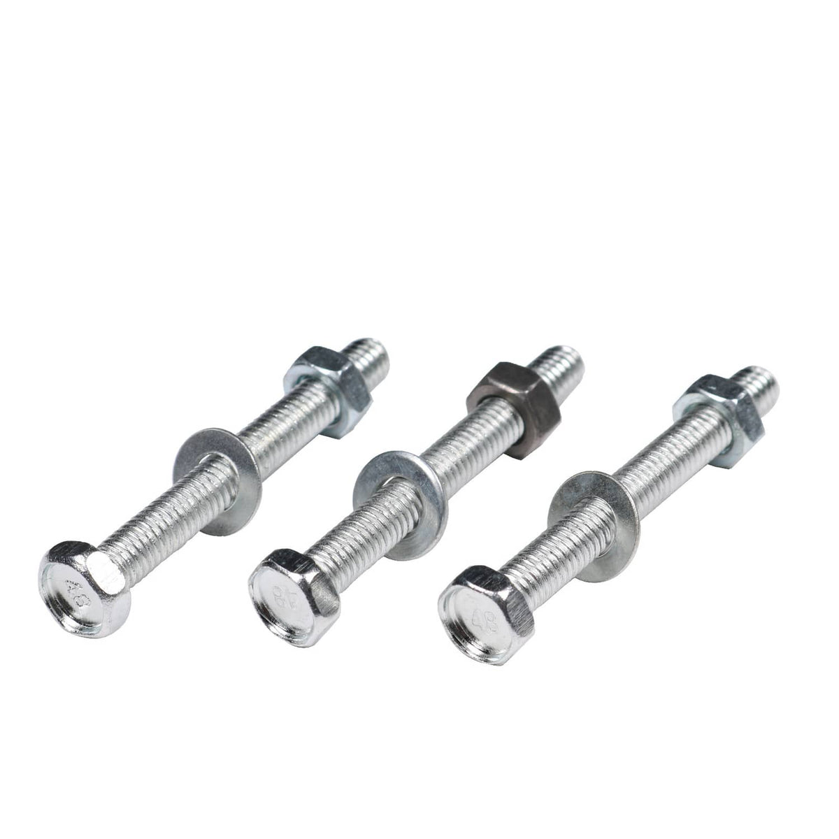 Flywheel puller bolts with wide flange heads and threaded shafts
