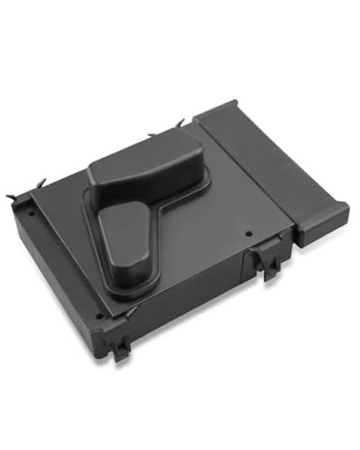 Black power seat switch control module with central lever and side mounting tabs