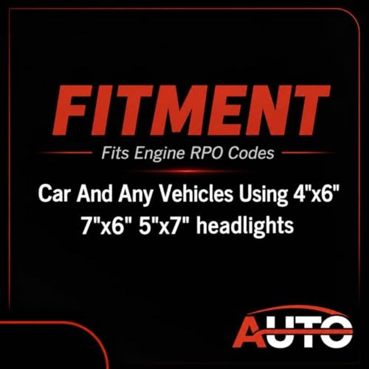 Headlight wiring harness fitment information graphic card with AUTO branding