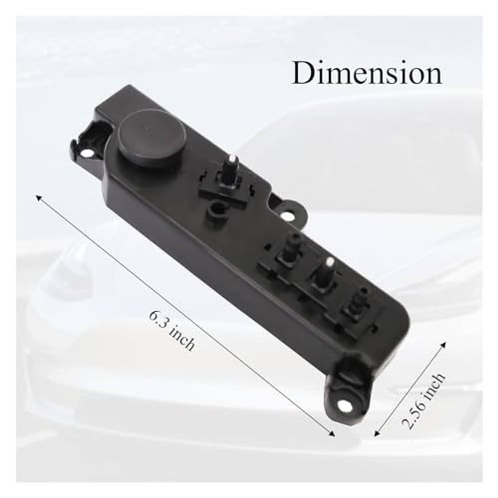 Compact dark gray power seat switch module with push button and wiring terminals