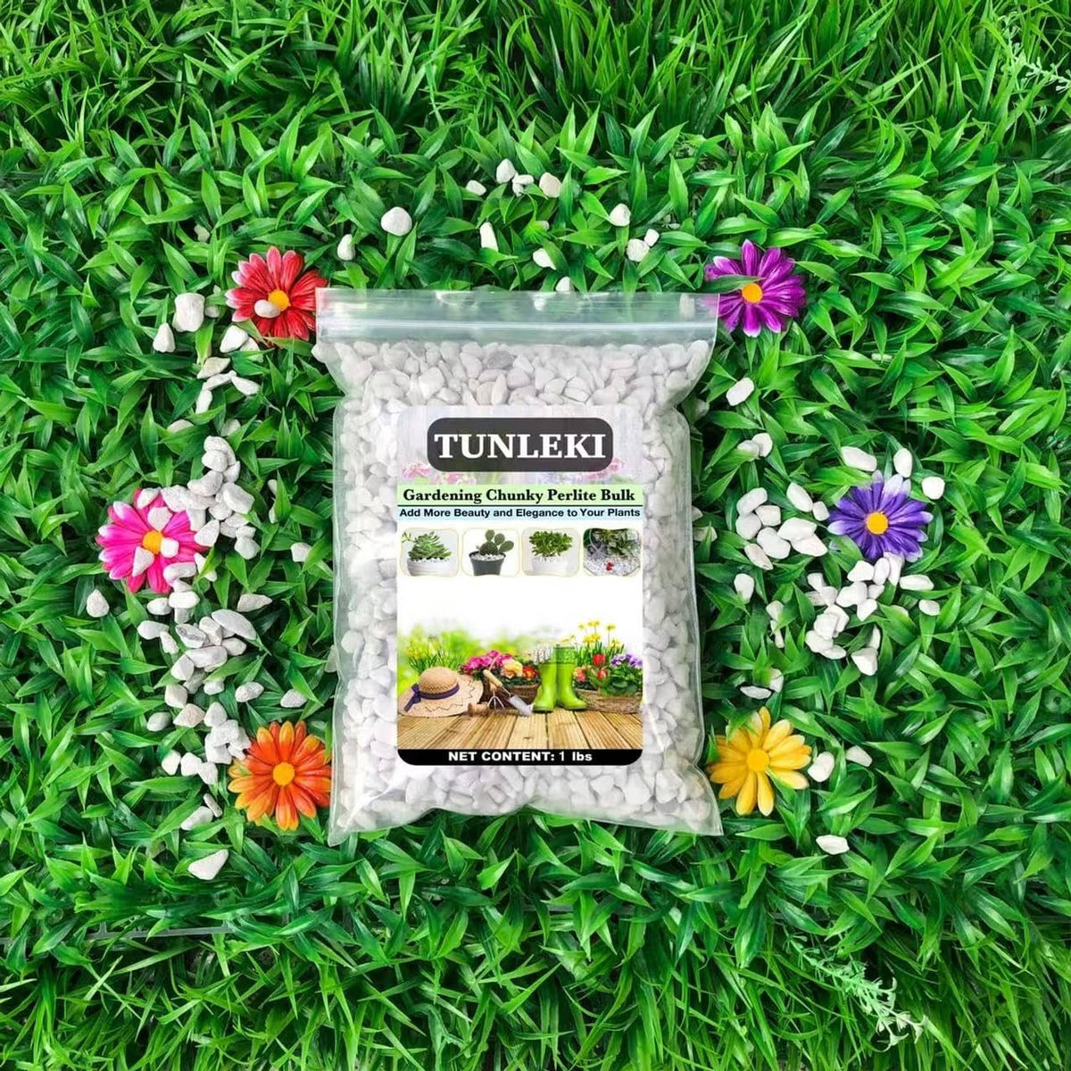 Chunky white perlite in TUNLEKI bag, net content 1 lb for plants
