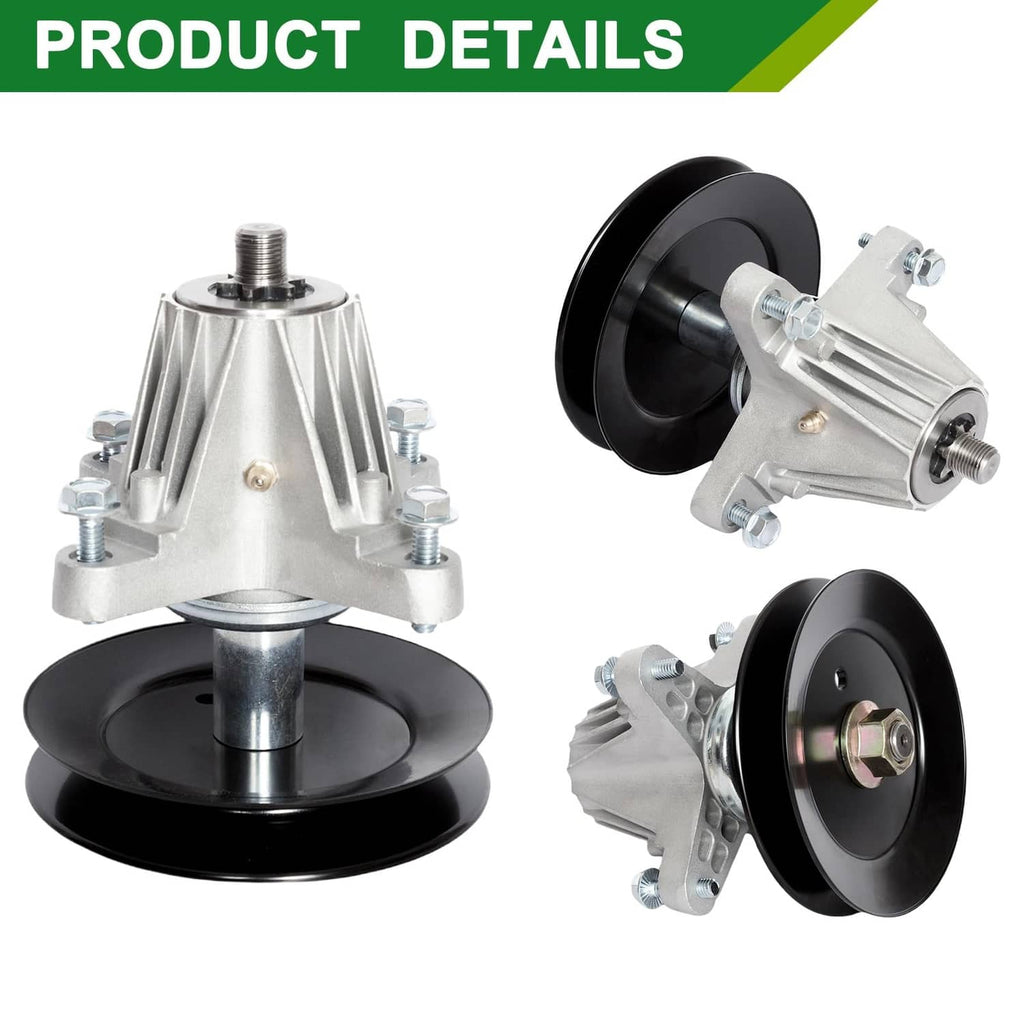 Spindle assembly set with black pulleys and silver mounting brackets
