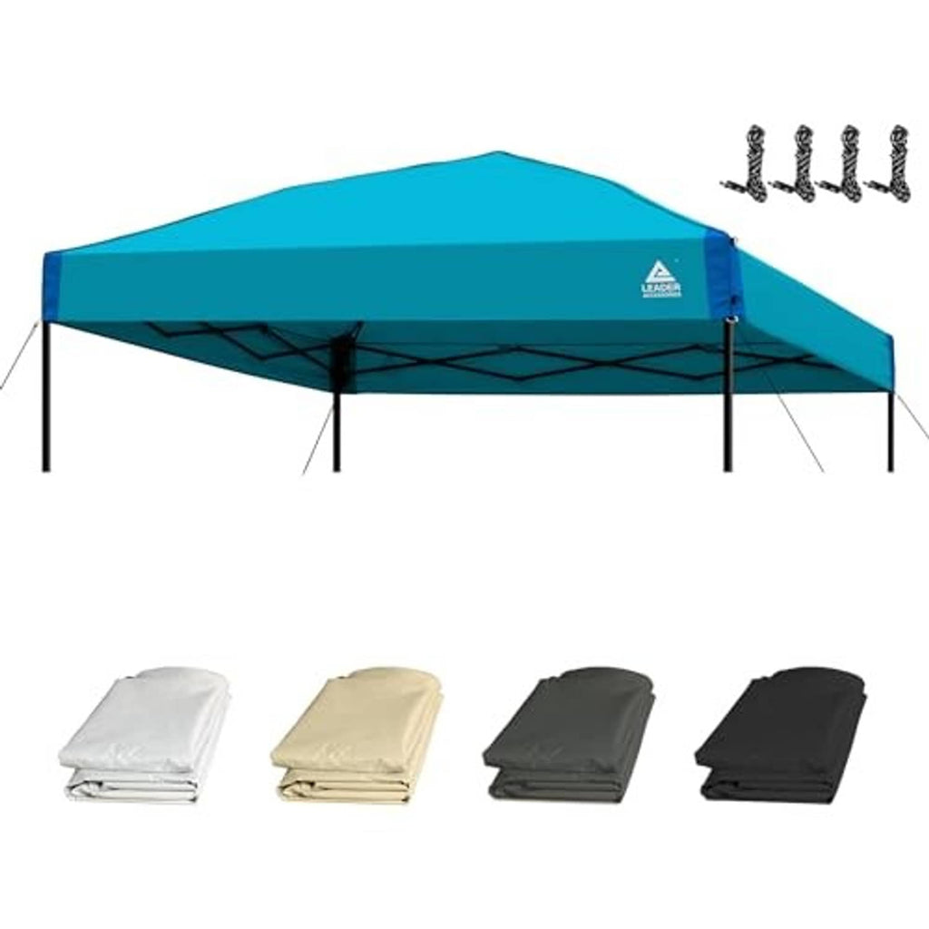 Blue canopy top replacement with strap ties and cover colors: white, tan, gray, black