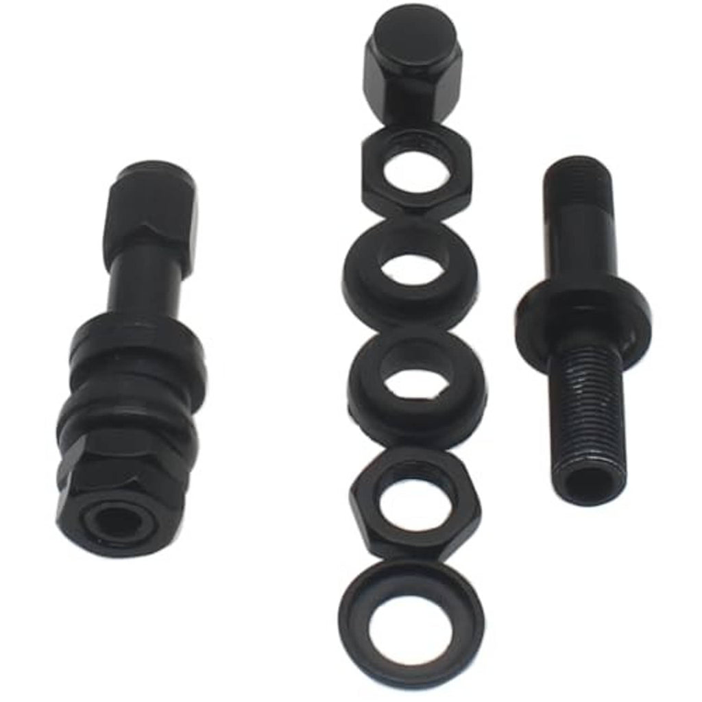 Black clamp-in tubeless valve stem set with rubber grommets and aluminum housing