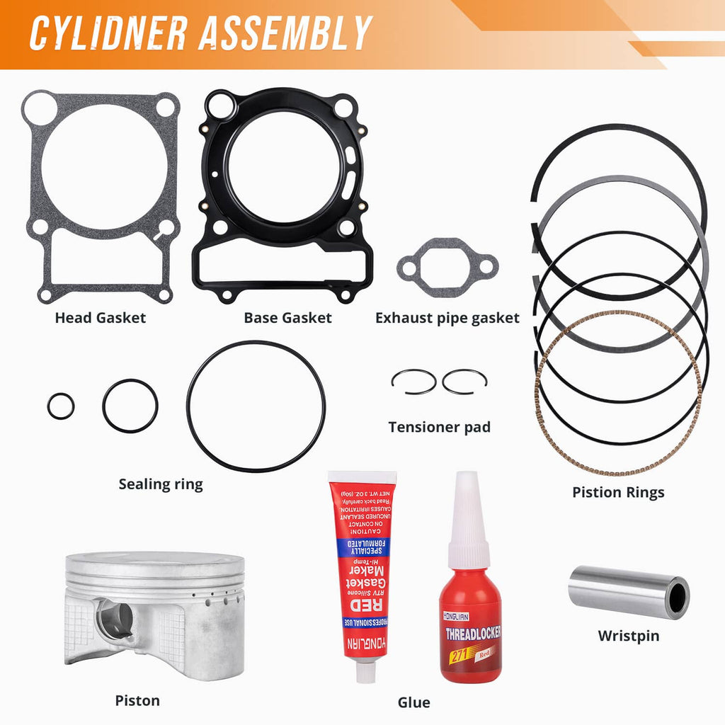 RivetOak For Yamaha Kodiak 400 Grizzly 400 New Cylinder Piston Gasket Top End Kit 84.5mm