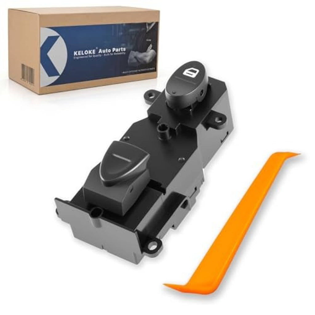 Black power window switch assembly with retail box and orange pull tab