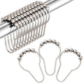 Polished nickel shower curtain hooks with decorative bead links, chrome-finish set
