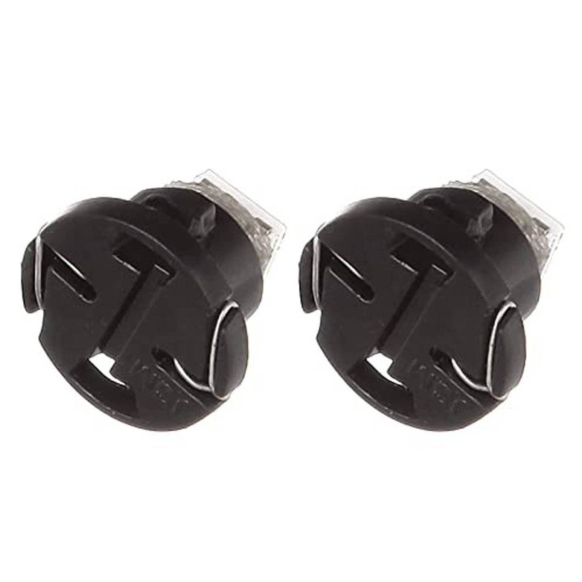 Back view of two black neo-wedge LED bulbs showing connector housing