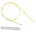 Yellow universal brake cable with silver end fittings and white inner wire