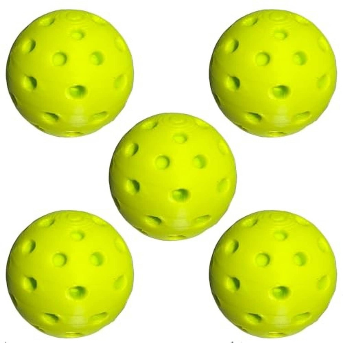 Five lime-green round valve stem caps with raised dot texture (5-pack).