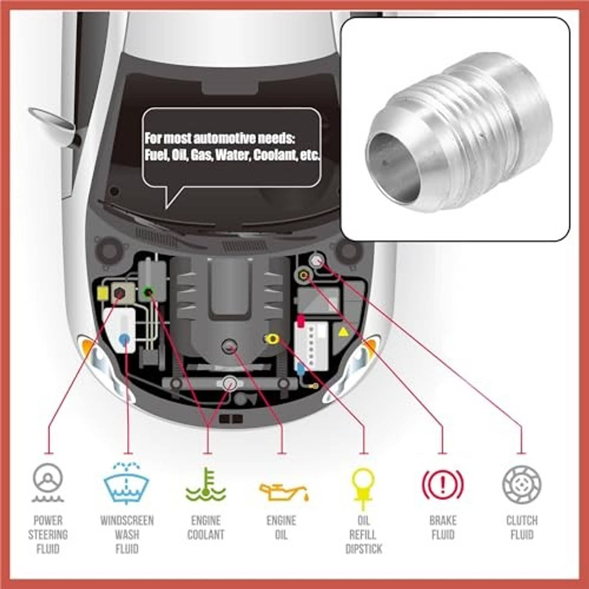 Silver aluminum weld-on bung hose adapter fitting, male threaded end