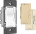 White decorator wall fan speed control switch with adjustable knob and module hardware