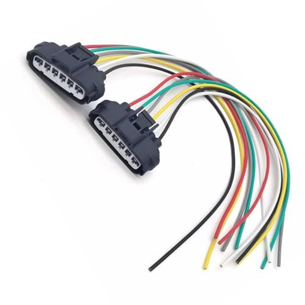 Two 6-pin throttle position sensor connector pigtails with bundled multicolor wires