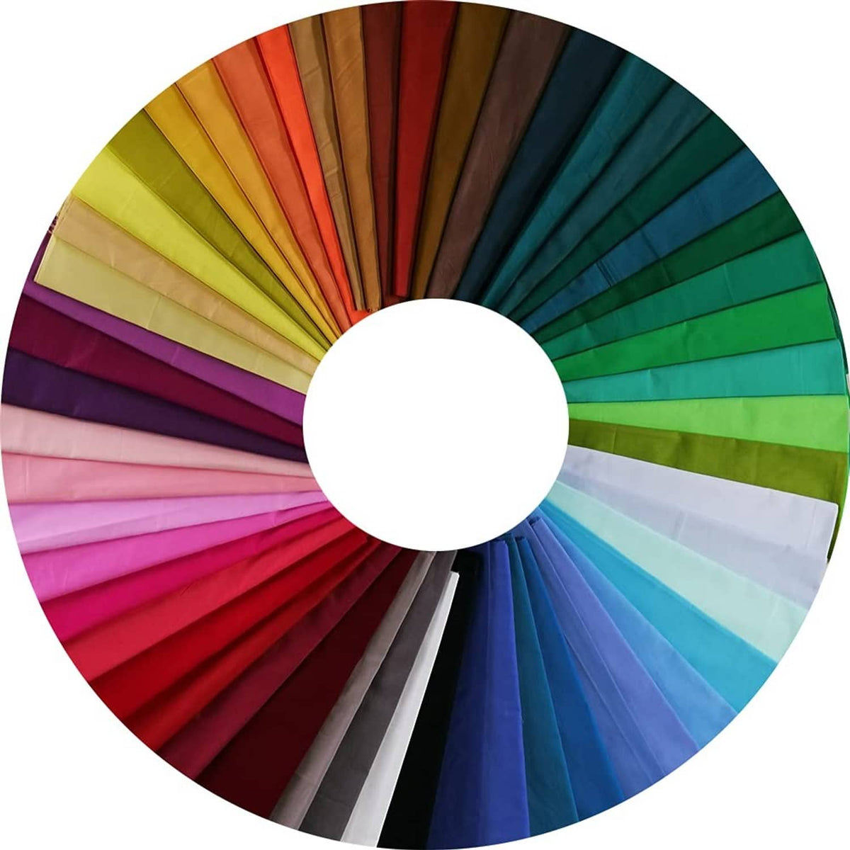 Solid-color cotton fabric squares fan bundle with assorted bright colors
