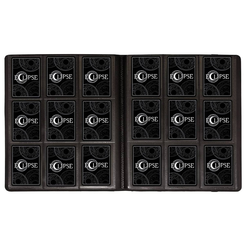Black 9-pocket binder open with ECLIPSE card pages