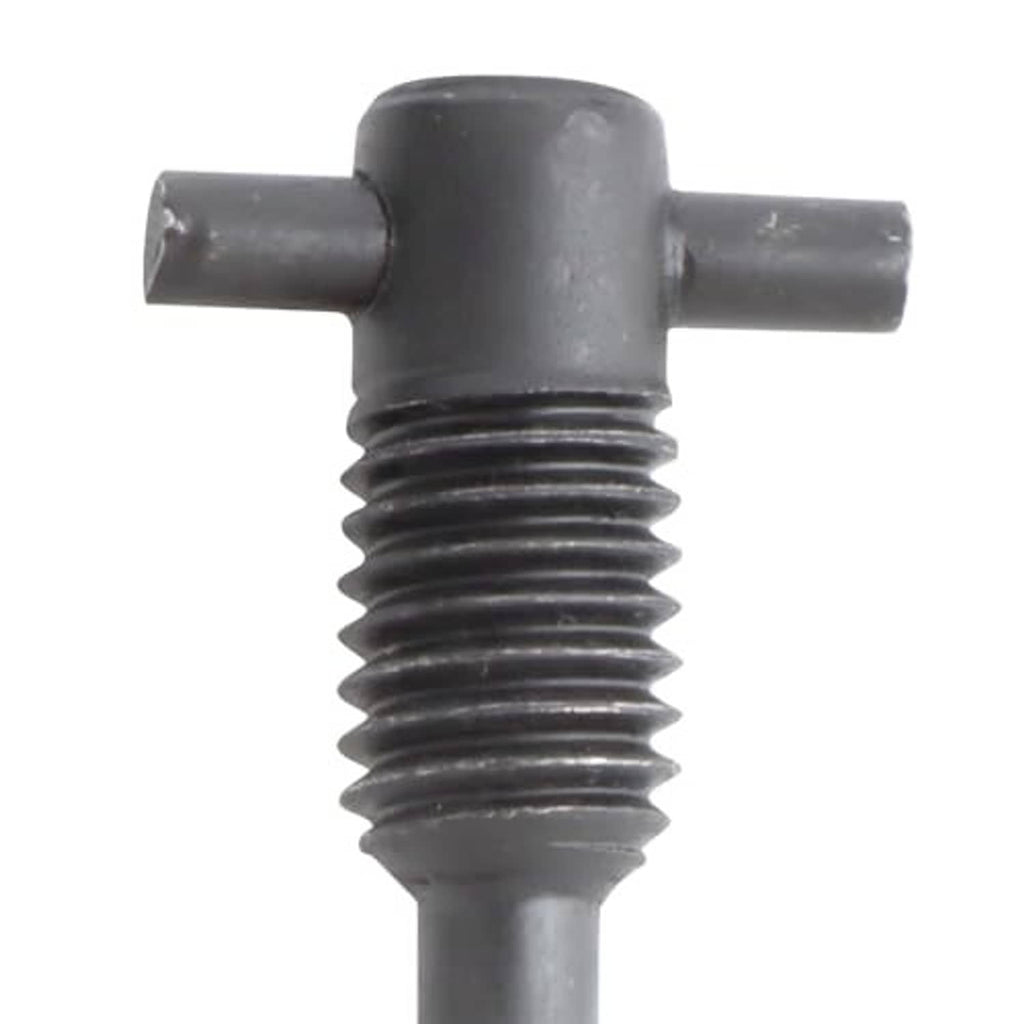Hydraulic jack oil release valve, black threaded plug with cross handle