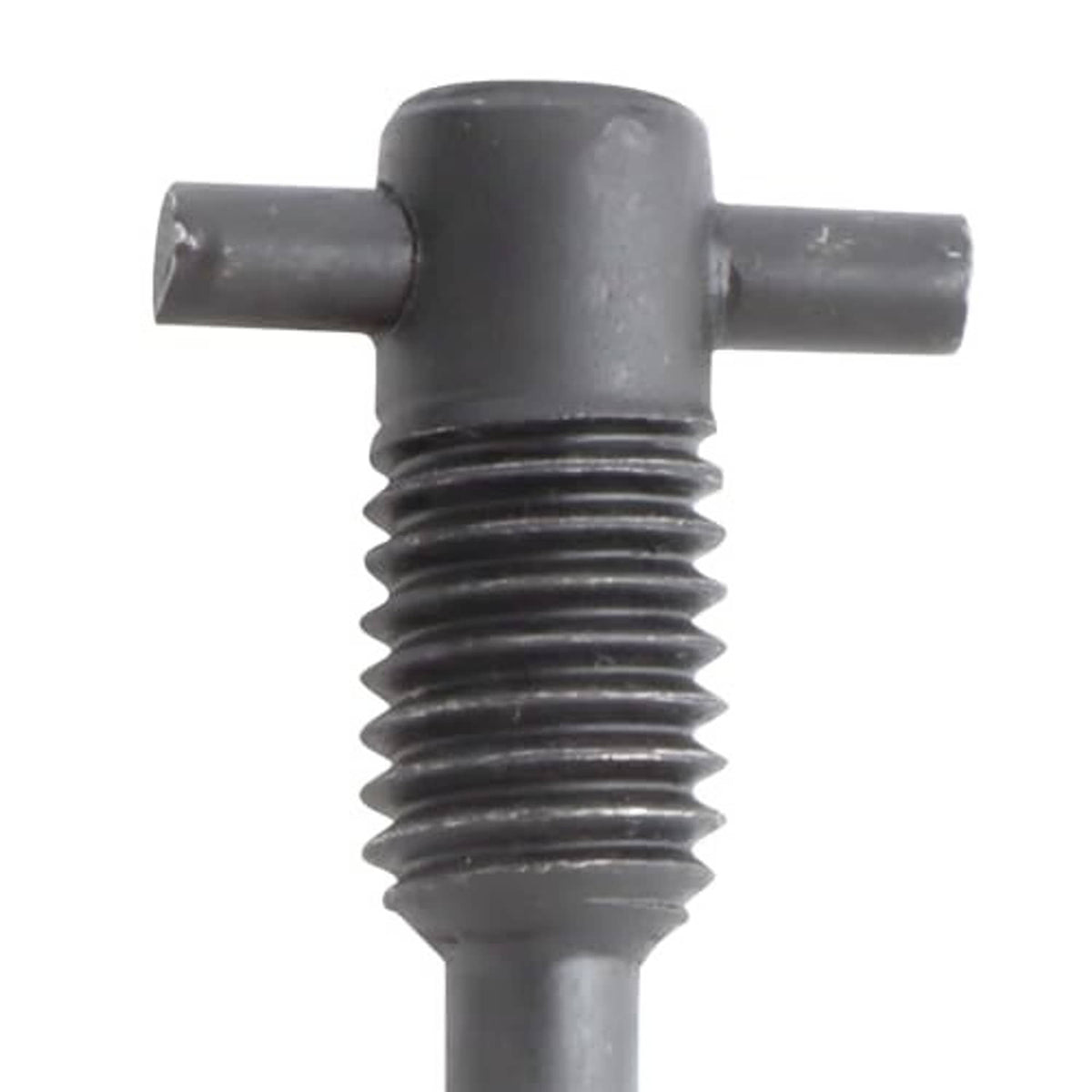 Hydraulic jack oil release valve, black threaded plug with cross handle