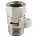 Brass shower flow control valve with knurled adjustment handle and female inlet threads