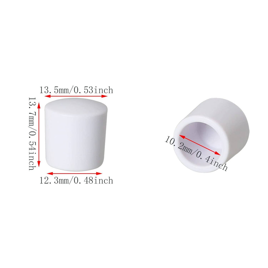 White rubber door stop bumper tip, 0.4 in (10 mm) diameter, angled view