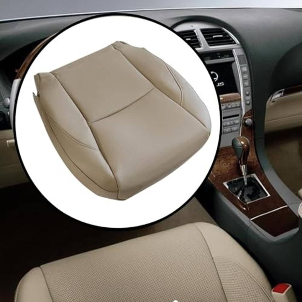 Light tan seat bottom cover with curved seams and side support bolsters