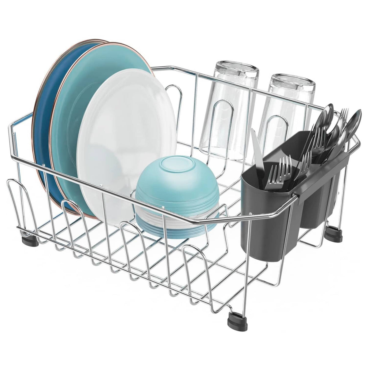 RivetOak GSlife Small - 13.4" x 11.6" x 5.3", Silver Rack With Black Utensil Holder