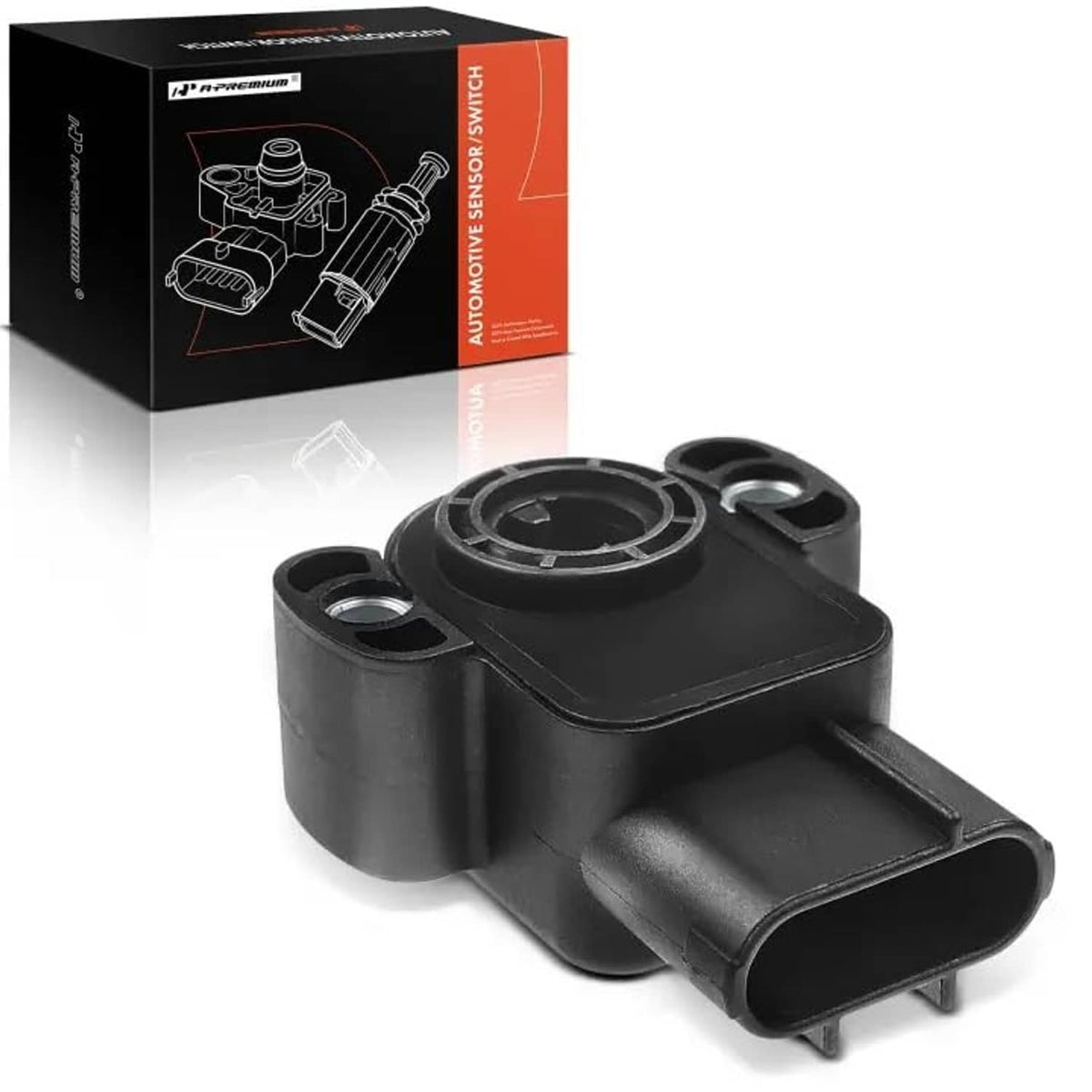 Black throttle position sensor showing side profile and plug connector
