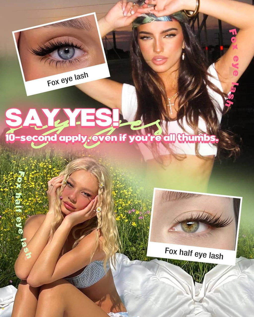 Fox-eye lash extensions worn on the eyes, black clustered lashes for lift