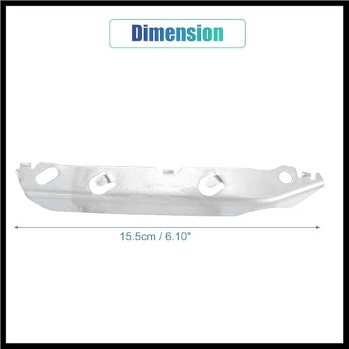 Front bumper mounting support bracket, silver metal with multiple mounting holes