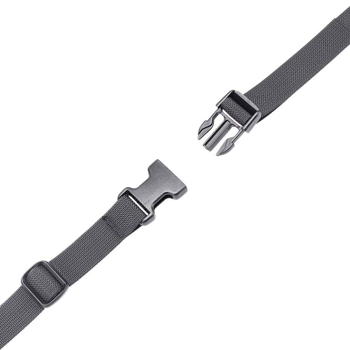 Dark gray 1-inch strap end with adjustable buckle hardware and metal clasp