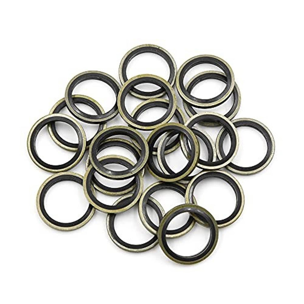 20 oil drain plug crush washers, round metal rings with black inner gasket
