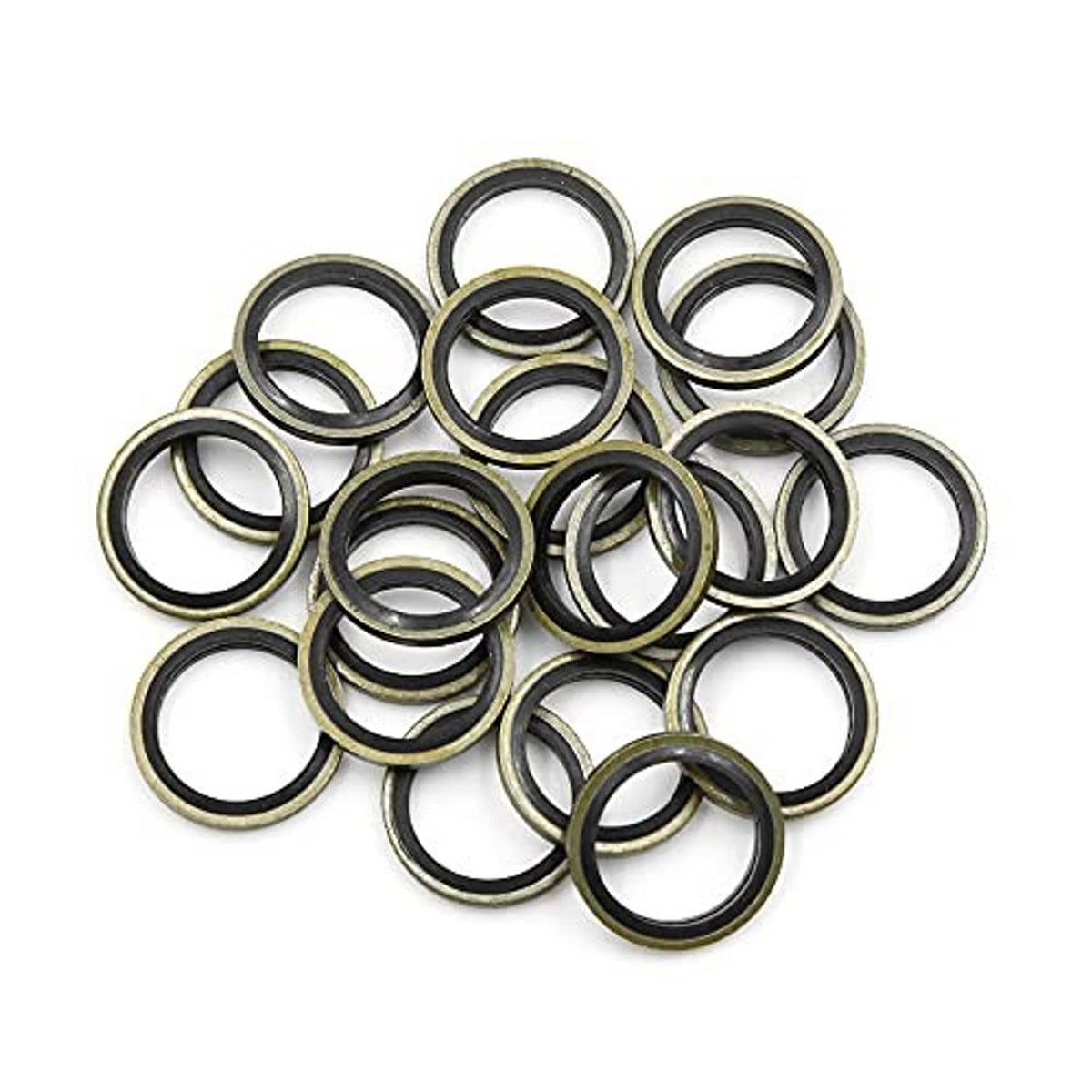 20 oil drain plug crush washers, round metal rings with black inner gasket