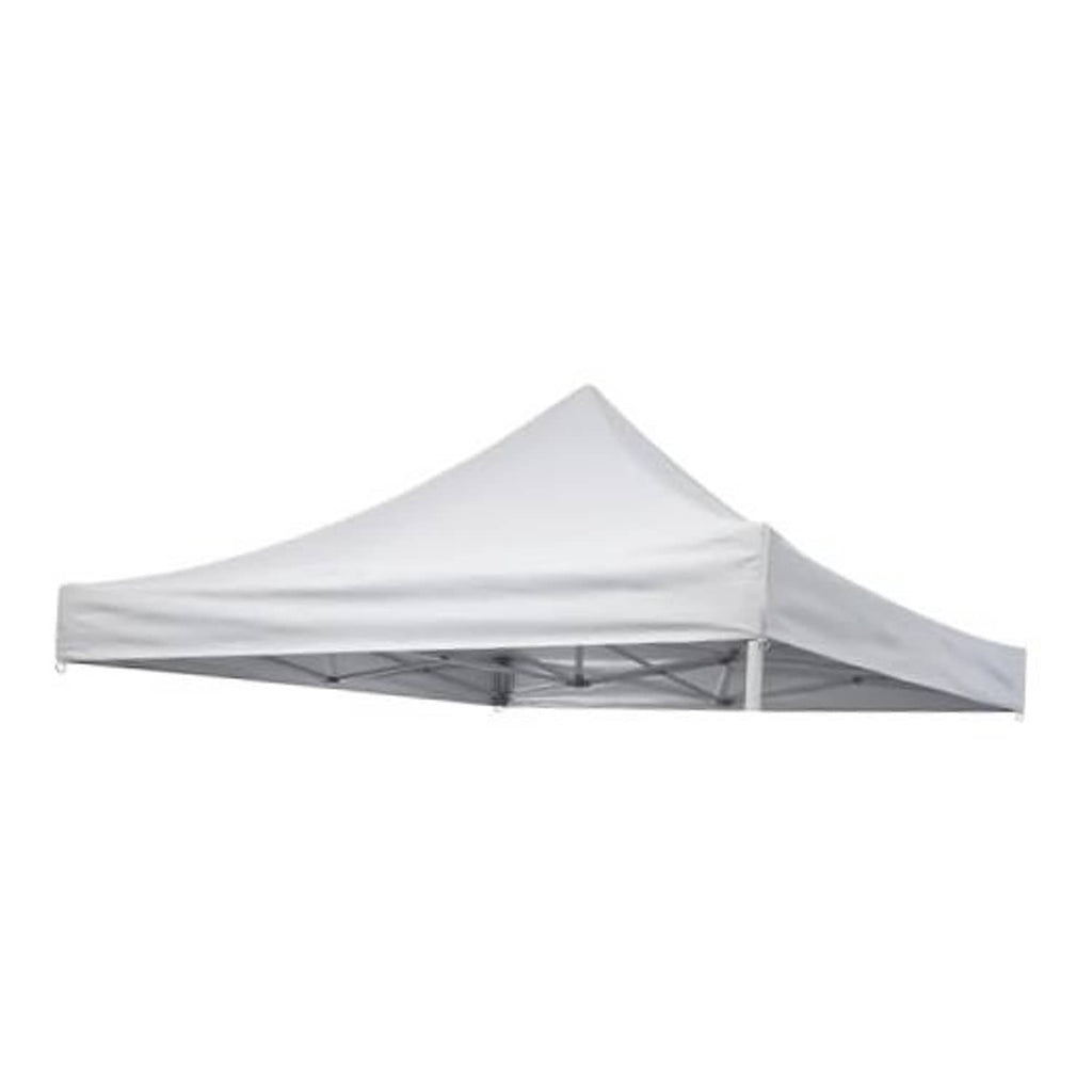 White pop-up canopy replacement top with side panels and exposed frame supports