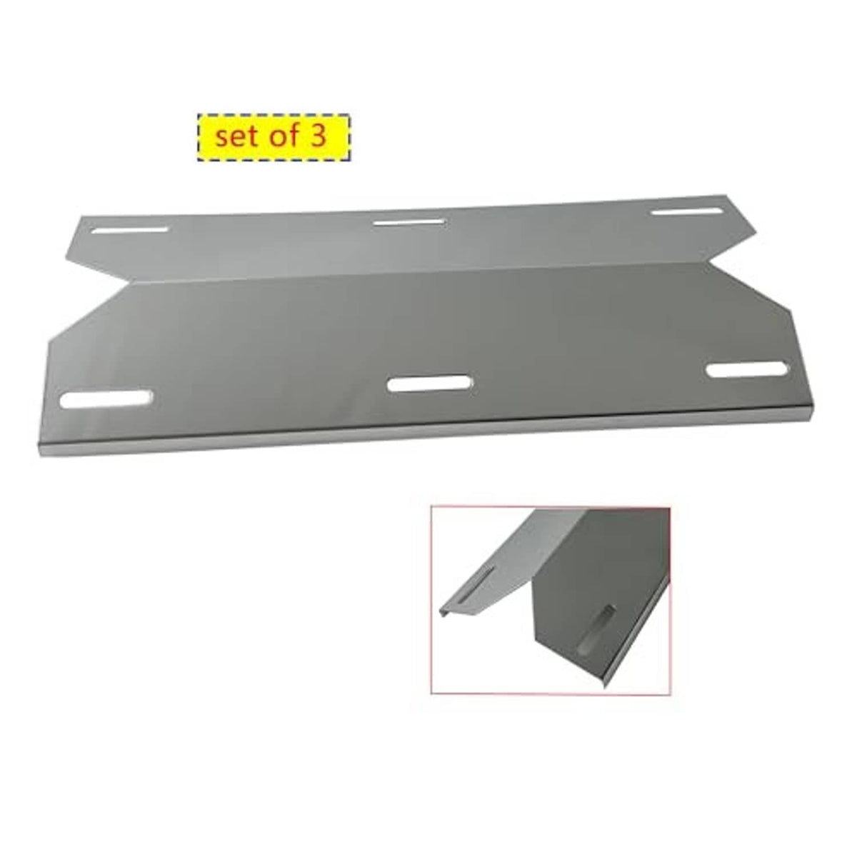 Stainless steel heat plate with angled cutouts and mounting slots