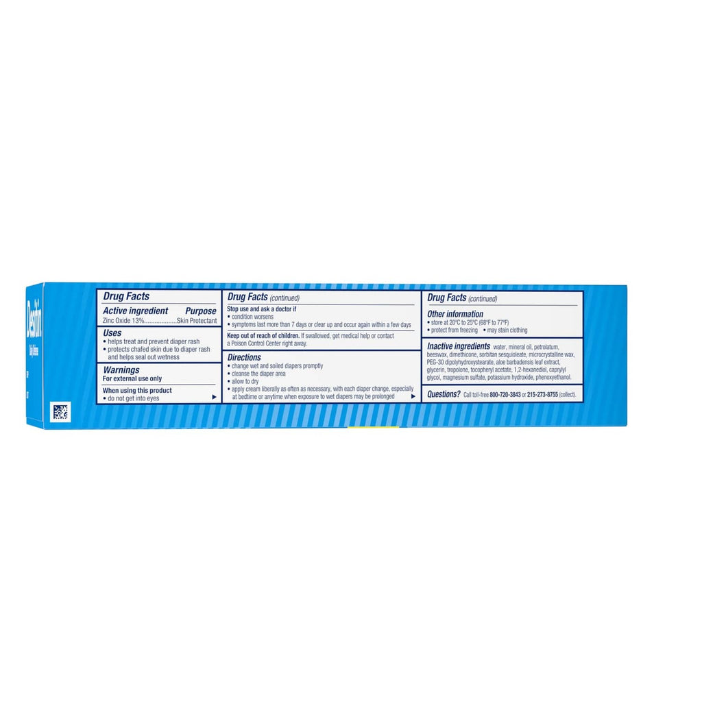 Desitin Daily Defense diaper rash cream box back with Drug Facts panel