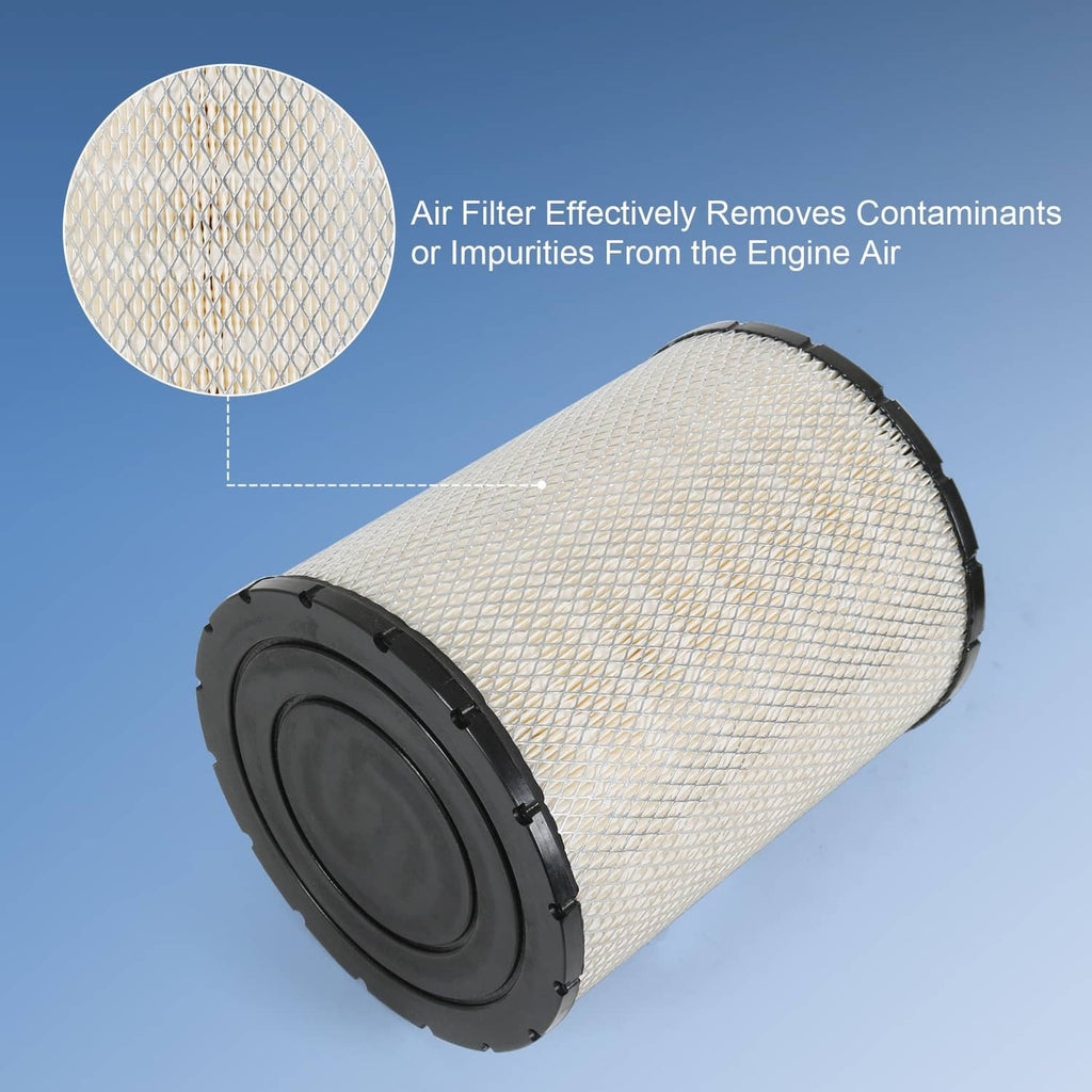 Air filter cartridge with light mesh pleated filter surface and black mounting rings