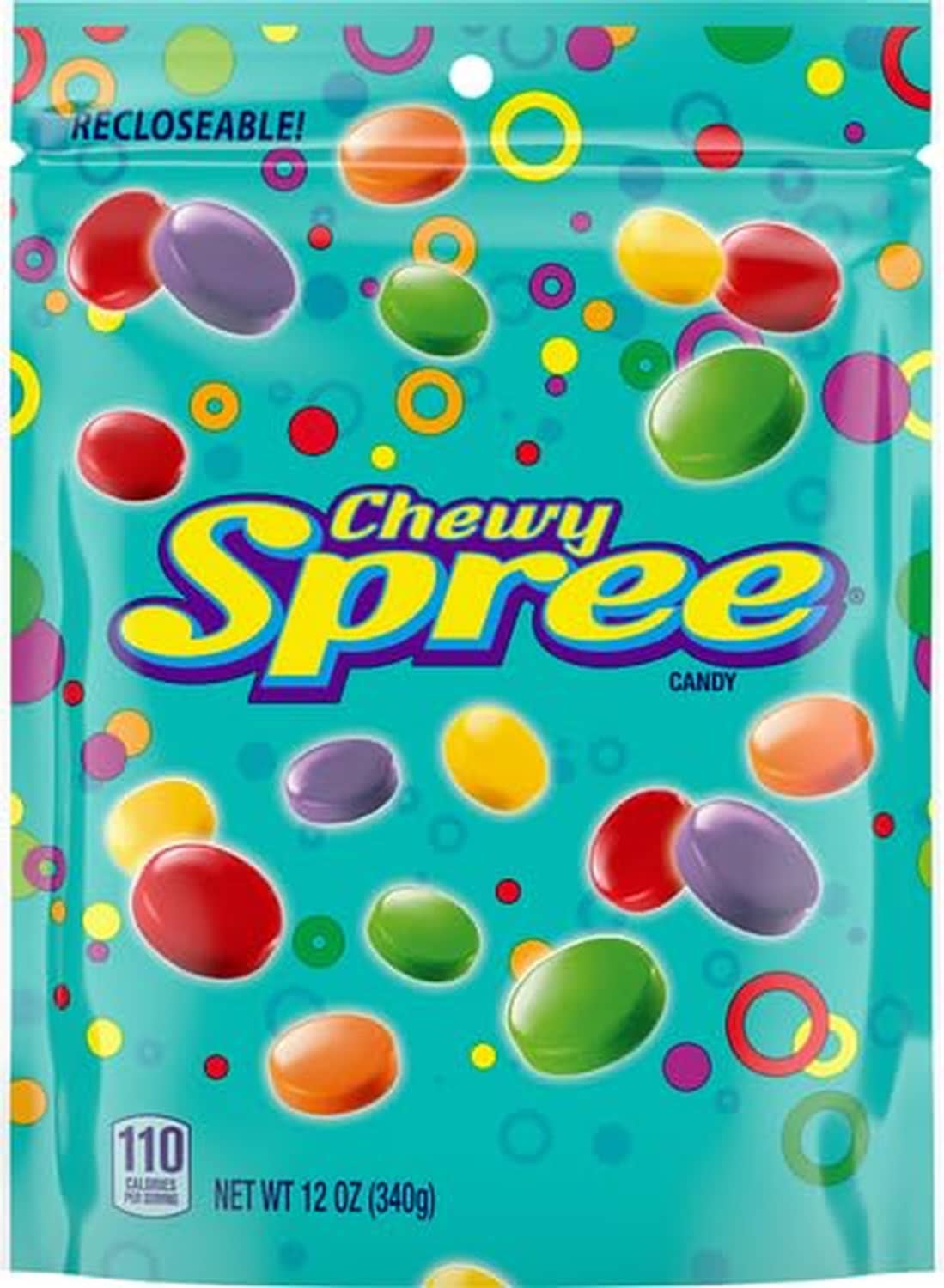 Resealable Chewy Spree hard candy bag with colorful candy graphic