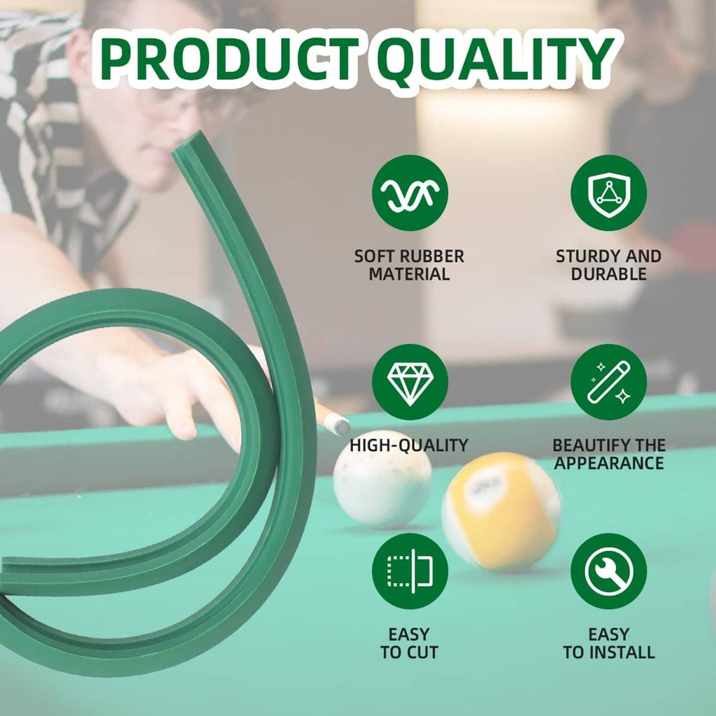 Green pool rail rubber bumper pieces, circular loop shape with product icons