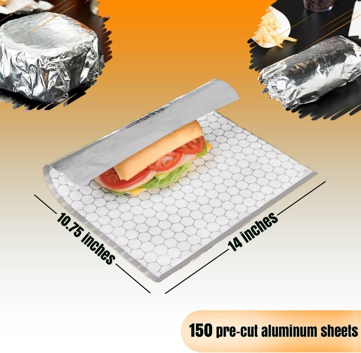 Pre-cut aluminum wrapping sheets showing hex-patterned side and silver foil