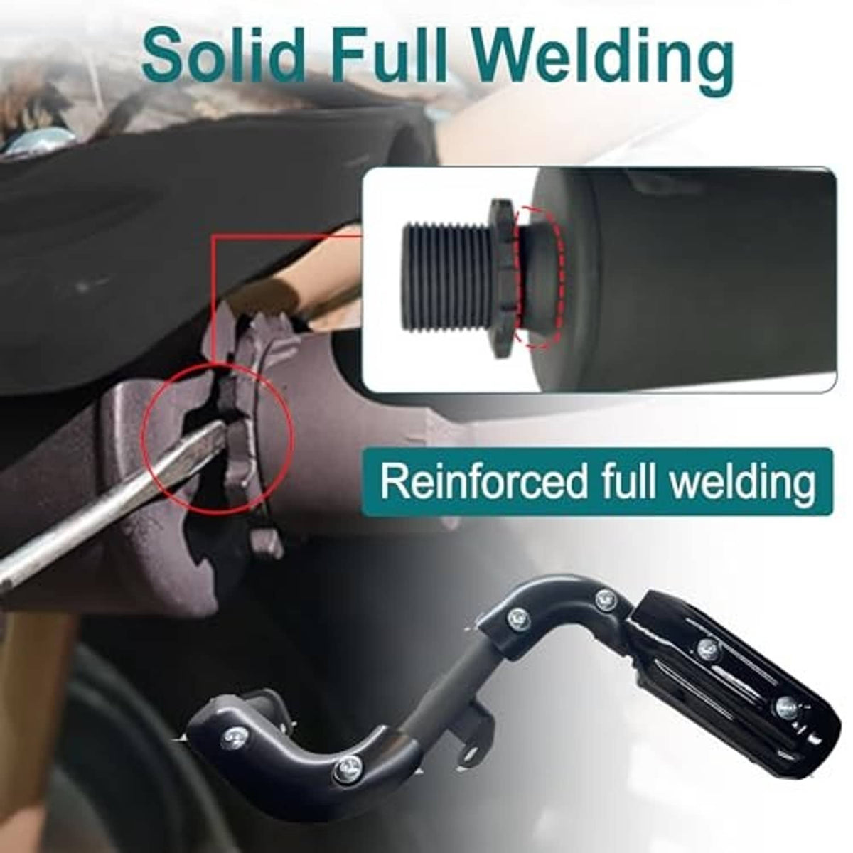 Black exhaust muffler with welded body details and ribbed end section