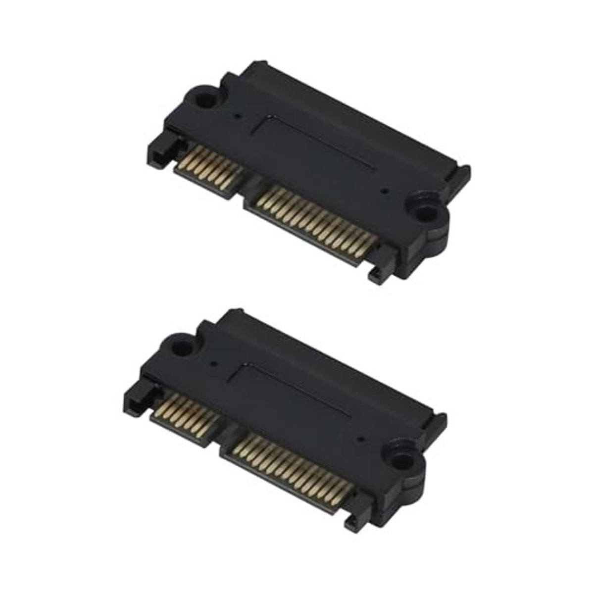 Two-pack SATA 22-pin adapter extenders, black connectors shown from a side angle